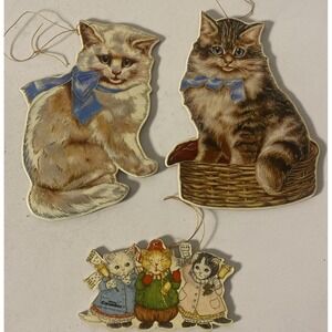 Merrimack Cardboard Cat Ornaments 1986 4 1/4" 3 Ornaments